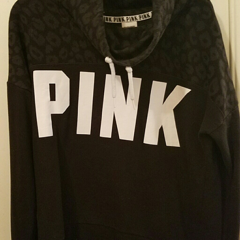 HTF Victoria's Secret Pink leopard cowl neck